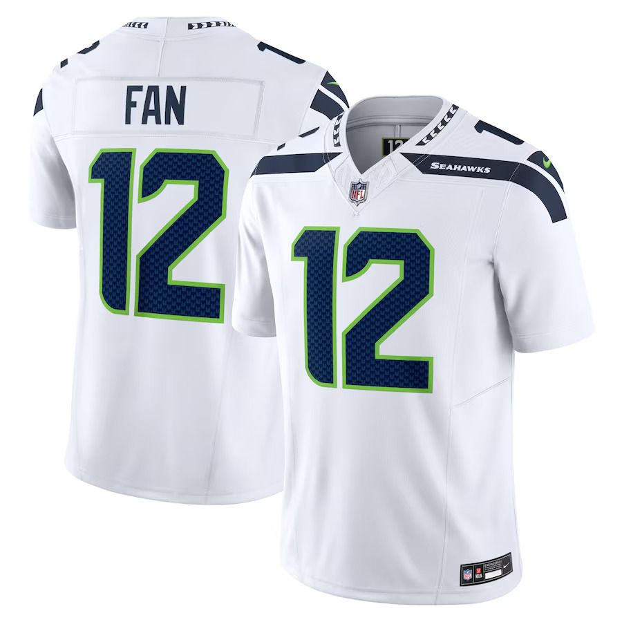 Men Seattle Seahawks 12 Fan Nike White Vapor F.U.S.E. Limited NFL Jersey